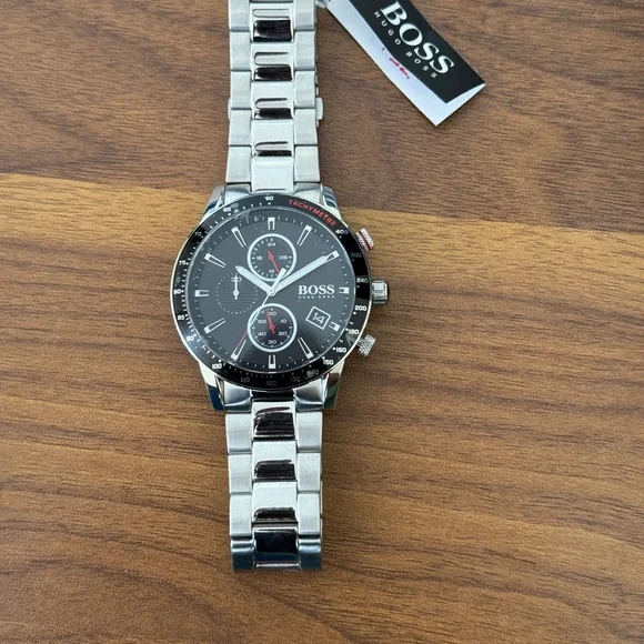 Hugo Boss Allure Chronograph Black Dial Stainless Steel Bracelet Watch | 44mm - Picture 10 of 13